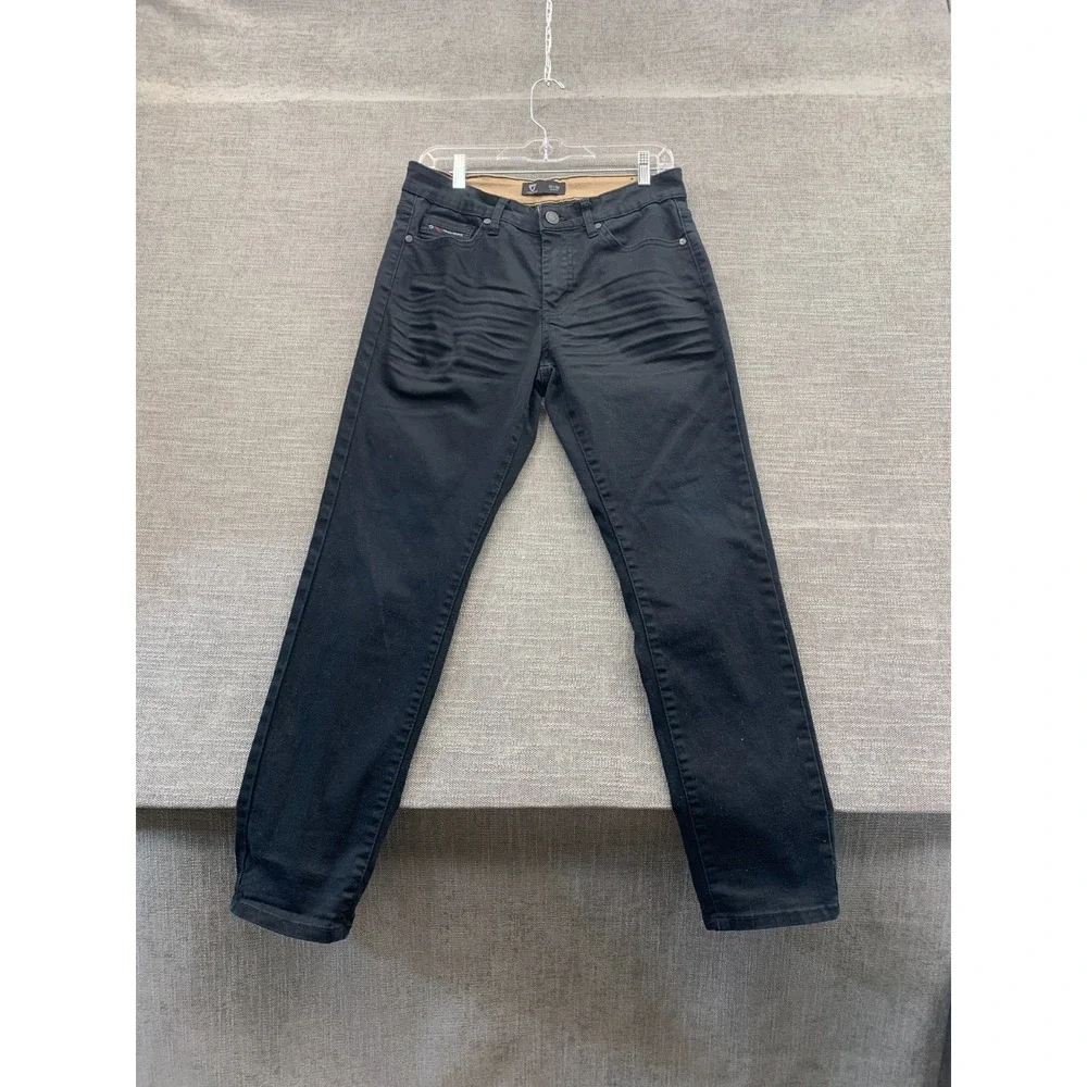 Fried Denim Jeans Mens 32x30 Black Cotton Stretch Whiskers Detail Mid Rise